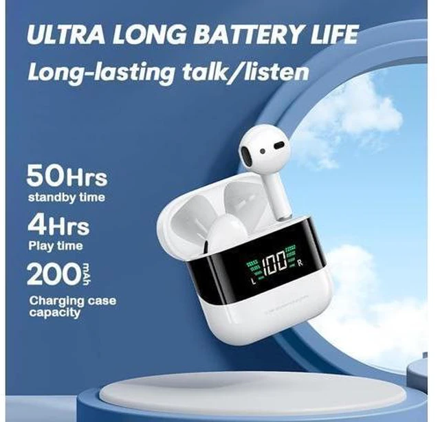 Alt view image 12 of 14 - True Wireless Earbuds In-Ear Headphones with Case, LED Power Display Bluetooth Earbuds Waterproof Ear Phones for Running Sports Working-out Gym Ear Buds Wireless Bluetooth Earbuds for iPhone Android