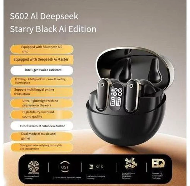 Alt view image 6 of 8 - The 2025 new AI simultaneous interpretation Deepseek true wireless Bluetooth headphones with high sound quality are compatible with in-ear s602 models