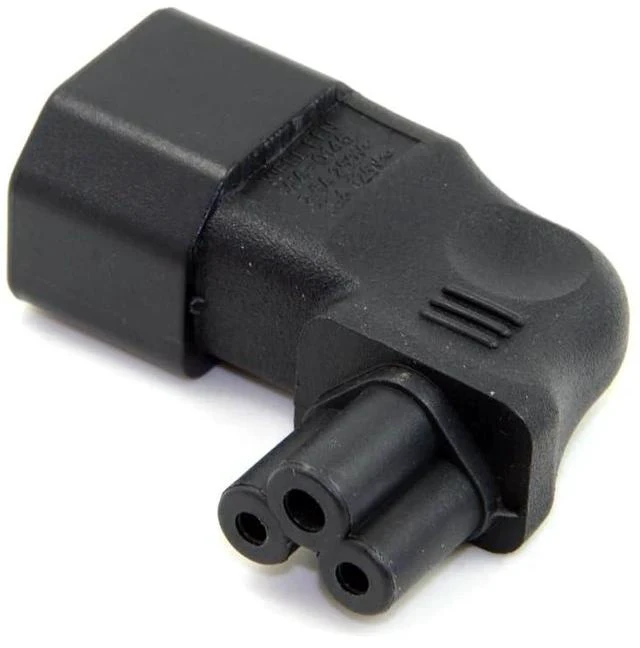Alt view image 8 of 12 - xiwai JSER 90 Degree Angled IEC 320 Adapter 3 Poles Socket C14 to Cloverleaf Plug Micky C5 Straight Extension Power Adapter