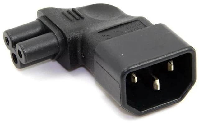 Alt view image 10 of 12 - xiwai JSER 90 Degree Angled IEC 320 Adapter 3 Poles Socket C14 to Cloverleaf Plug Micky C5 Straight Extension Power Adapter