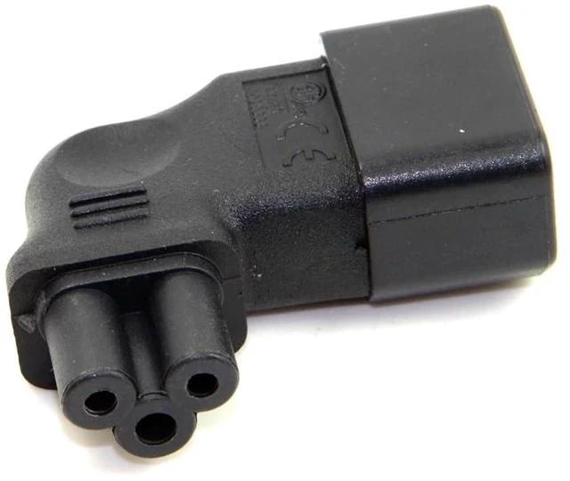 Alt view image 9 of 12 - xiwai JSER 90 Degree Angled IEC 320 Adapter 3 Poles Socket C14 to Cloverleaf Plug Micky C5 Straight Extension Power Adapter