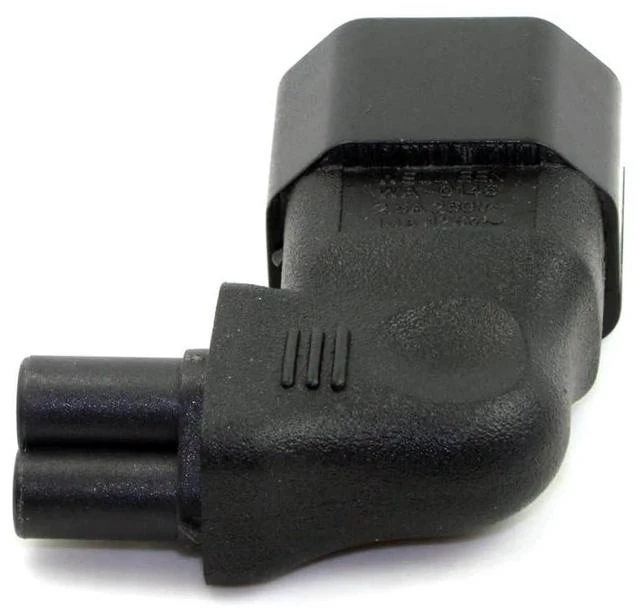 Alt view image 11 of 12 - xiwai JSER 90 Degree Angled IEC 320 Adapter 3 Poles Socket C14 to Cloverleaf Plug Micky C5 Straight Extension Power Adapter