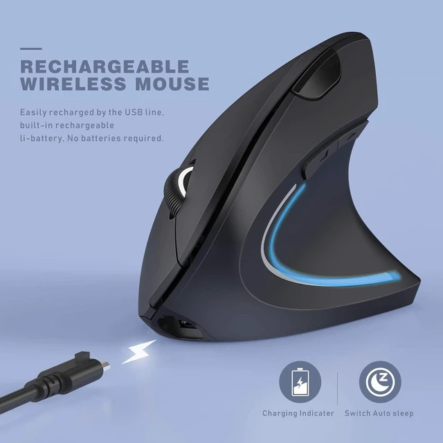 Alt view image 13 of 14 - Wireless Ergonomic Mouse Jelly Comb Rechargeable 2.4G Bluetooth Vertical Mouse Switch to 3 Devices Optical Mice with 6 Buttons 3 Adjustable DPI Levels for Laptop PC MacBook Notebook