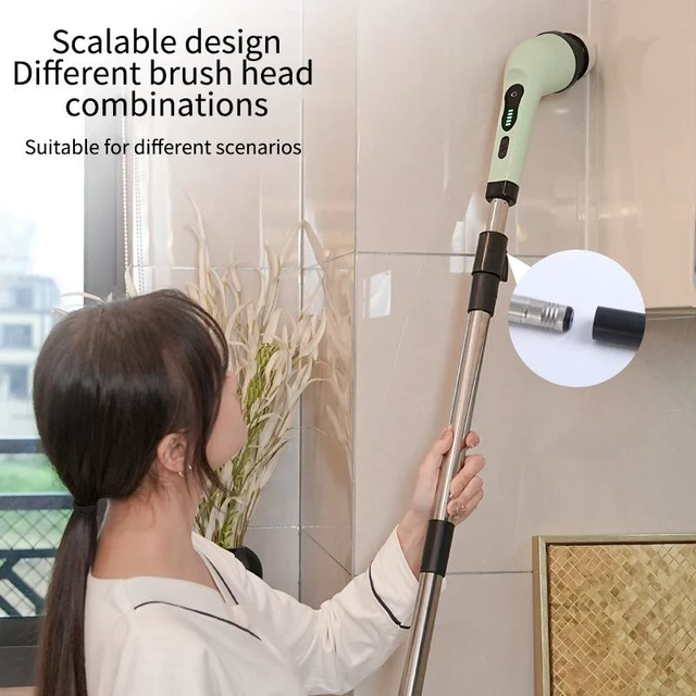 Alt view image 9 of 14 - Electric Spin Scrubber, Cordless Power Cleaning Brush for Kitchen Bathroom Floor Tile, Multi-Function Handheld Cleaner Tool white 3-in-1