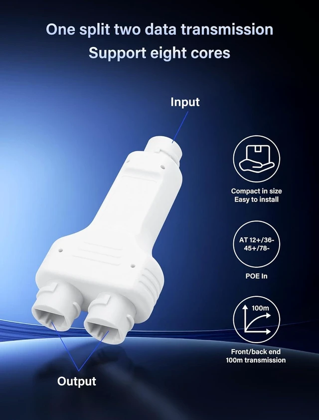 Alt view image 10 of 14 - IP67 Waterproof PoE Extender POE Splitter 1 in 2 Out Extender 100m Extension 10/100Mbps Ethernet Outdoor PoE Repeater for IP Camera Plug and Play