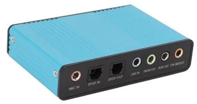 Alt view image 6 of 10 - 5.1 Channel USB Sound Card, Analog Play Recording External Sound Card for PC Laptop Computer with Multiple Interfaces, 48kHz Sampling Rate (Blue)