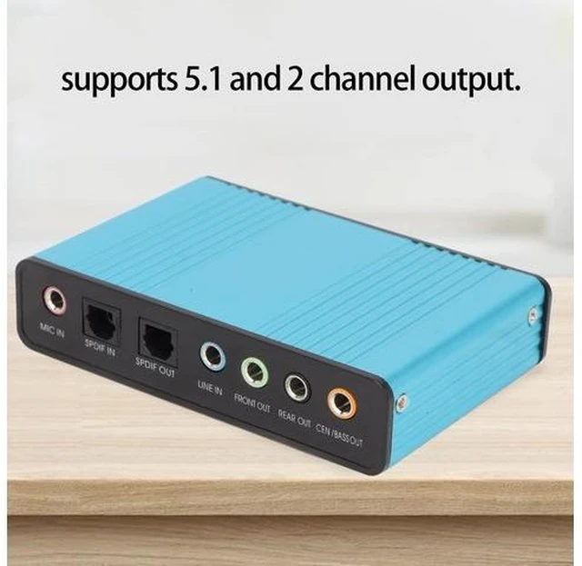 Alt view image 9 of 10 - 5.1 Channel USB Sound Card, Analog Play Recording External Sound Card for PC Laptop Computer with Multiple Interfaces, 48kHz Sampling Rate (Blue)