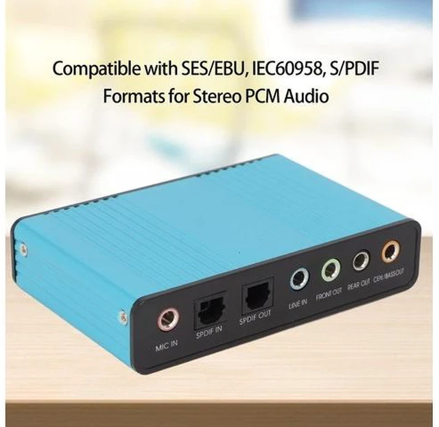 Alt view image 10 of 10 - 5.1 Channel USB Sound Card, Analog Play Recording External Sound Card for PC Laptop Computer with Multiple Interfaces, 48kHz Sampling Rate (Blue)