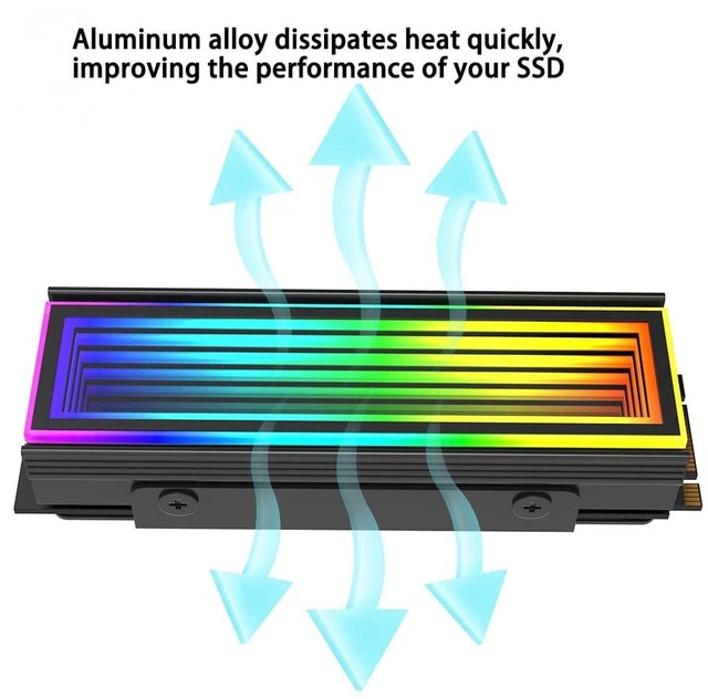 Alt view image 8 of 12 - ARGB M.2 Heatsink SSD Heat Sink with Thermal Pads, Aluminum 2280 M2 5V 3Pin Addressable RGB Sync OPENRGB NVME Heatsink for M.2 2280 Nvme SSD