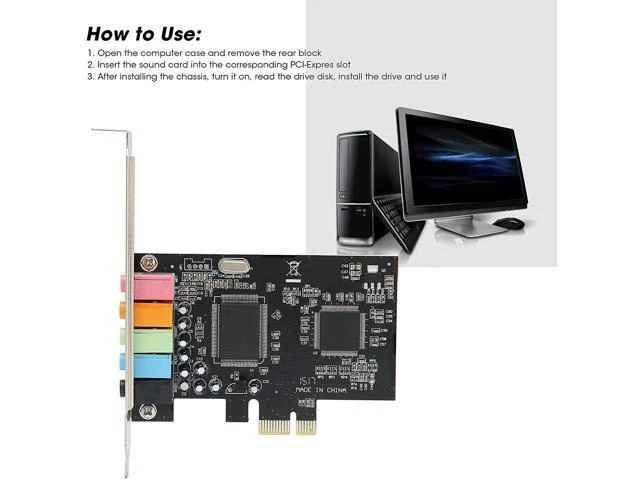 Alt view image 12 of 14 - PCIe Sound Card, Sound Card 6 Channels Stereo Desktop Audio Signal Conversion Hardware with Driver CD for Windows 7/Vista/XP 32/64bit