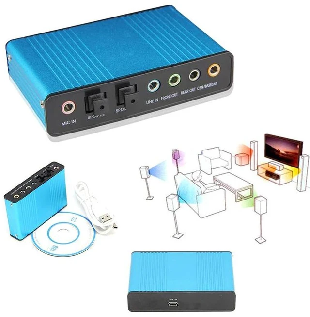 Alt view image 7 of 10 - USB 5.1 o Sound Card Optical Fiber Laptop PC Sound Card S/PDIF for HTPC Home Theatre Video Game