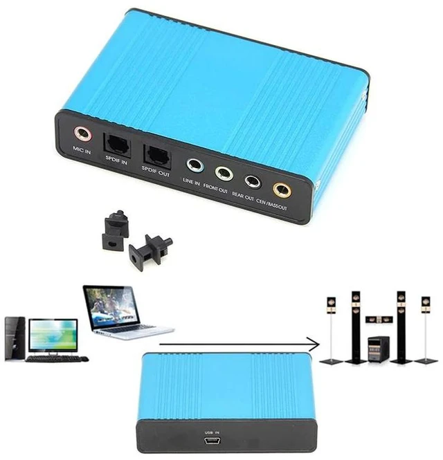 Alt view image 8 of 10 - USB 5.1 o Sound Card Optical Fiber Laptop PC Sound Card S/PDIF for HTPC Home Theatre Video Game