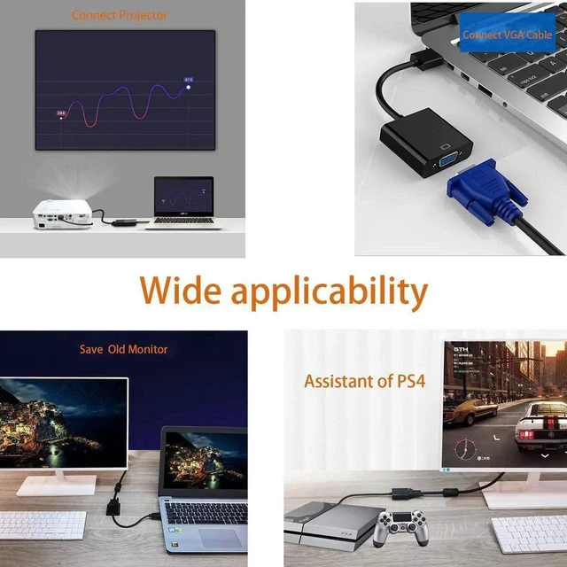 Alt view image 10 of 14 - Micro HDMI to VGA Cable Adapter Converter 15 Pin d Sub Micro HDMI Gold Male to VGA Female Connector Cord for Laptop Computer Connect to Monitor Apply to PC MAC PS4 Projector etc