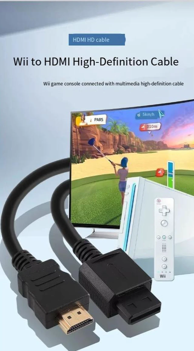 Alt view image 13 of 14 - ENFAIN Wii to HDMI HD Cable 2M Video Converter Cable for Nintendo Wii, PVC Jacket, Bare Copper Core