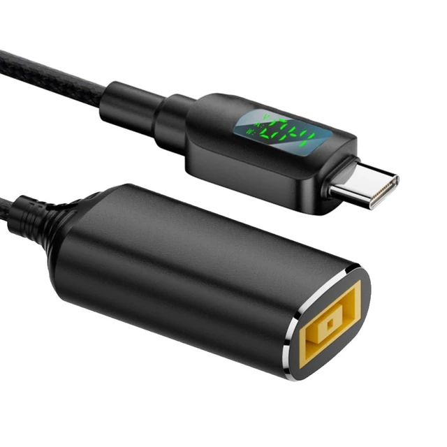 Alt view image 8 of 14 - Rectangle Jack Thinkpad X1 Input to USB-C Type-C Power 140W Smart LED Display Charge Cable for Laptop Phone PD9V/5V/20V/7A