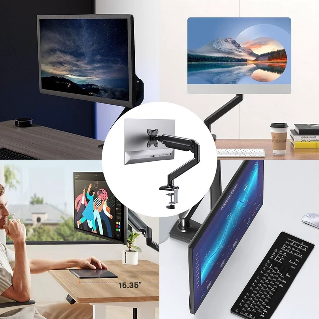 Alt view image 8 of 10 - Monitor Stand Riser Height Adjustable, Fits 17-32 Inch Screens, Supports up to 10kg / 22lbs - black