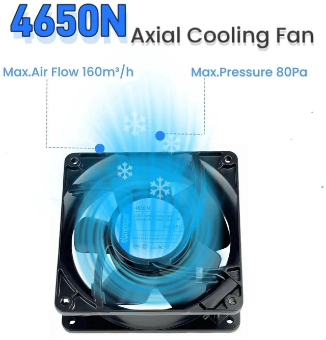 Alt view image 12 of 14 - for ebmpapst Cooling Fan 4650N, All Metal High Temperature Resistant Axial Cooling Fan 2-Pin 120x120x38mm AC 230V 50/60Hz 0.12A