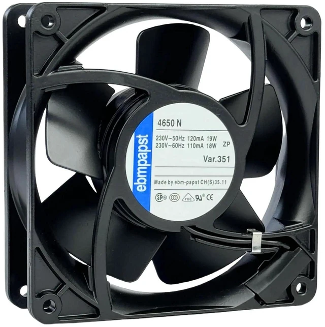 Alt view image 14 of 14 - for ebmpapst Cooling Fan 4650N, All Metal High Temperature Resistant Axial Cooling Fan 2-Pin 120x120x38mm AC 230V 50/60Hz 0.12A