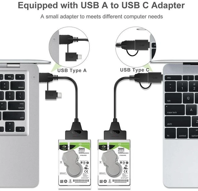 Alt view image 7 of 8 - USB 3.0 & USB-C to SATA All-in-One Adapter Cable 2-in-1 Type-C to SATA Converter for 2.5-Inch Hard Drive, 20cm Data Transfer Cable