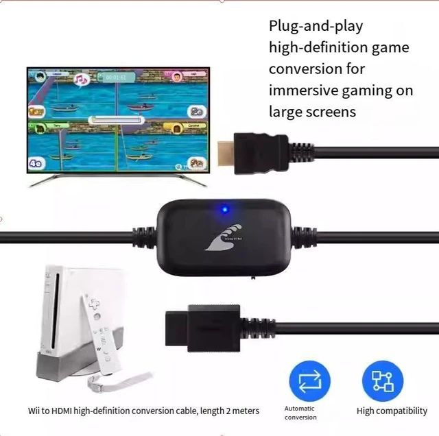 Alt view image 10 of 14 - ENFAIN Wii to HDMI HD Cable 2M Video Converter Cable for Nintendo Wii, PVC Jacket, Bare Copper Core