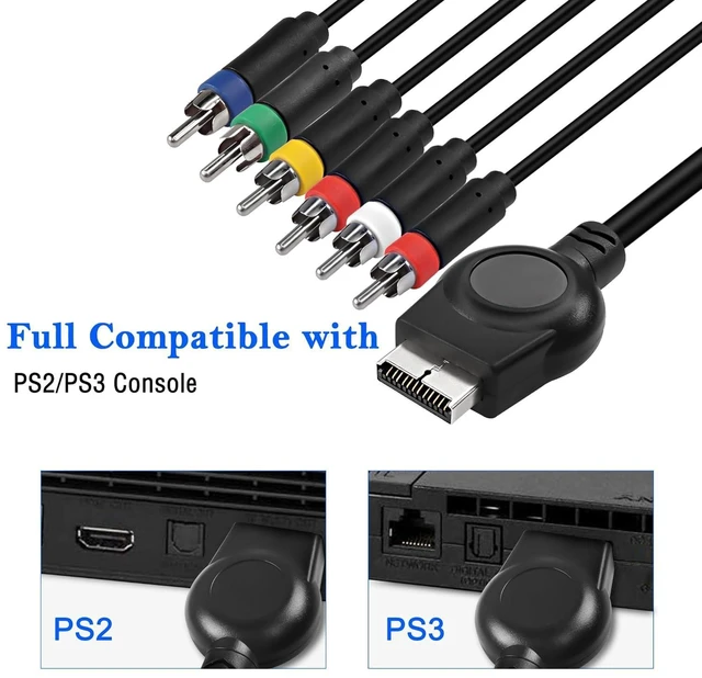Alt view image 10 of 14 - PS3 PS2 Component AV Cable,HD Audio Video Cable 5RCA YPbPr Component + RCA Video Audio Cable for PS2/PS3 Console - 1.8M, Black