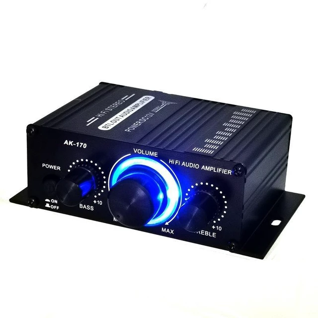 Alt view image 6 of 12 - AK-170 12V Mini Digital Amplifier Compact Stereo Amp, Hi-Fi Sound, for Car & Home Audio