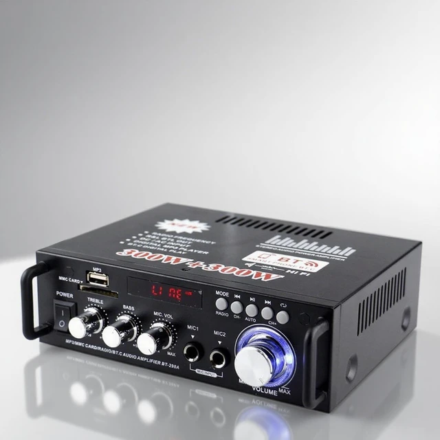 Alt view image 8 of 12 - Mini Bluetooth Amplifier USB/SD/TF Card, FM Radio, 12V/220V Power, Home/Car Stereo Amp - US standard flat plug, 110V