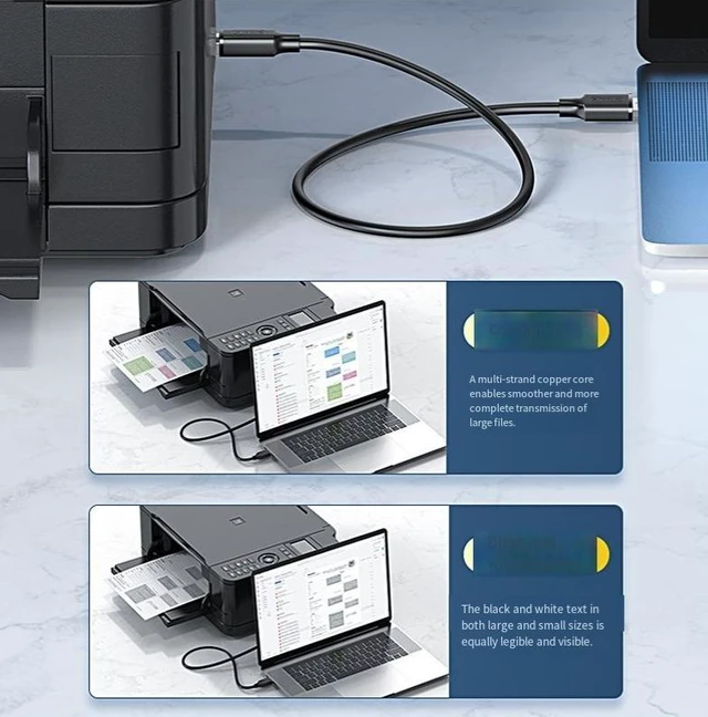 Alt view image 7 of 8 - usb2.0 printer data cable, pure copper 4-core with shielding, enhanced power supply transmission, 2 amperes, square port printing cable, 3 meters