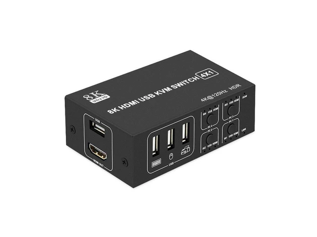 Alt view image 8 of 14 - 8K@60HZ / 4K@120HZ USB HDMI KVM Switch 4 in 1 Out USB HDMI KVM Switcher for Mouse Keyboard Sharing for PC Laptop Win7 Win10 MAC eokCXOY
