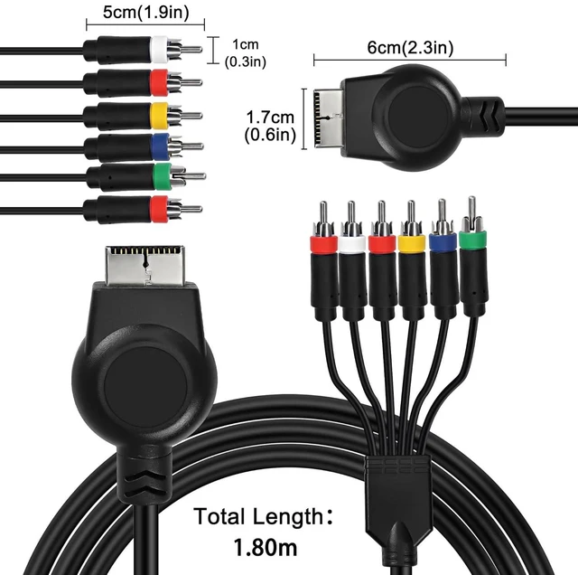 Alt view image 13 of 14 - PS3 PS2 Component AV Cable,HD Audio Video Cable 5RCA YPbPr Component + RCA Video Audio Cable for PS2/PS3 Console - 1.8M, Black