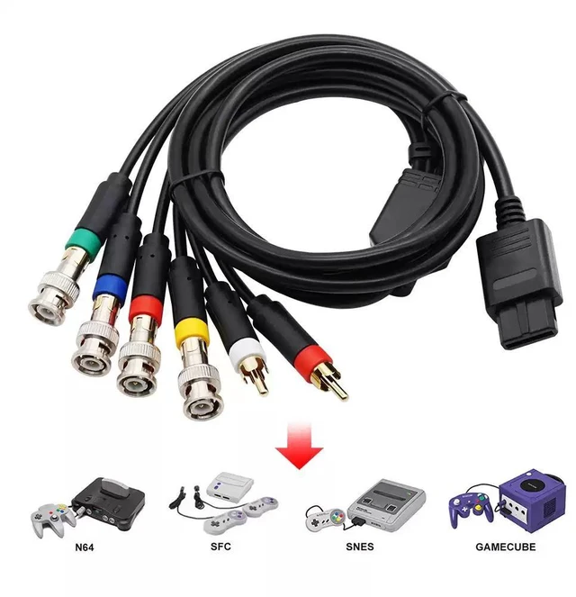Alt view image 9 of 13 - ENFAIN NGC/N64/SFC/SNES RGBS Color Monitor Cable - Red Green Blue RGB + Sync Video Audio Cable with Q9 Connector
