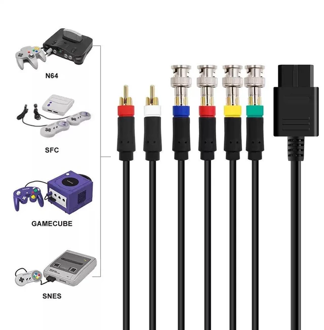 Alt view image 11 of 13 - ENFAIN NGC/N64/SFC/SNES RGBS Color Monitor Cable - Red Green Blue RGB + Sync Video Audio Cable with Q9 Connector