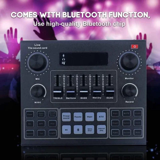 Alt view image 7 of 10 - Bluetooth Professional Live Sound Card Reverb Effect Condenser Live Stream Sound Card Set Studio Recording Equipment