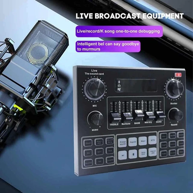 Alt view image 8 of 10 - Bluetooth Professional Live Sound Card Reverb Effect Condenser Live Stream Sound Card Set Studio Recording Equipment