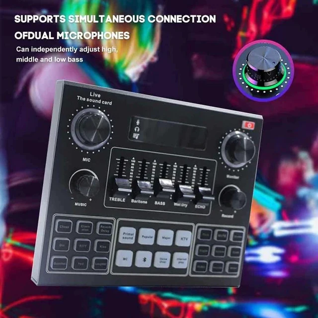 Alt view image 9 of 10 - Bluetooth Professional Live Sound Card Reverb Effect Condenser Live Stream Sound Card Set Studio Recording Equipment