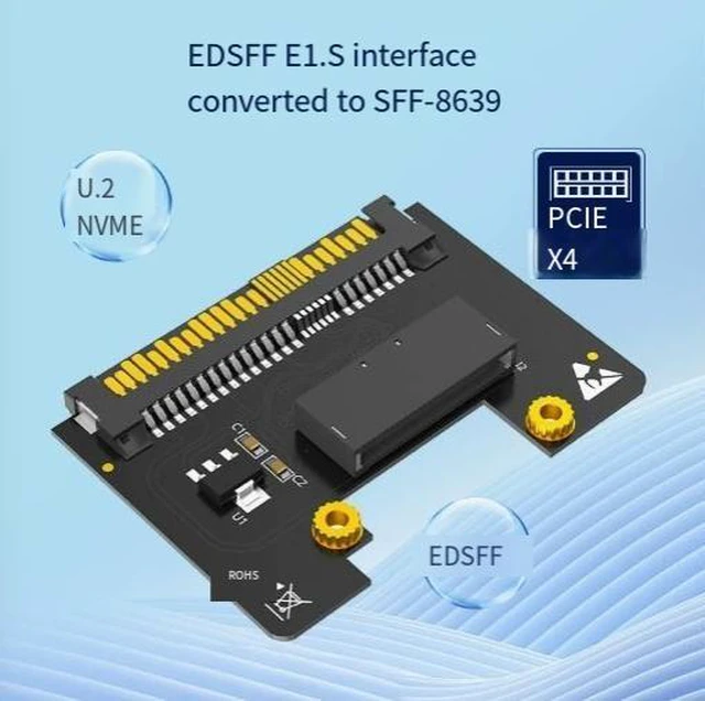 Alt view image 13 of 16 - EDSFF E1.S to U.2 SFF-8639 Adapter Convert E1.S SSD to U.2 Interface, PCIe Gen5 Ready, for Enterprise Data Center & Server Storage Expansion