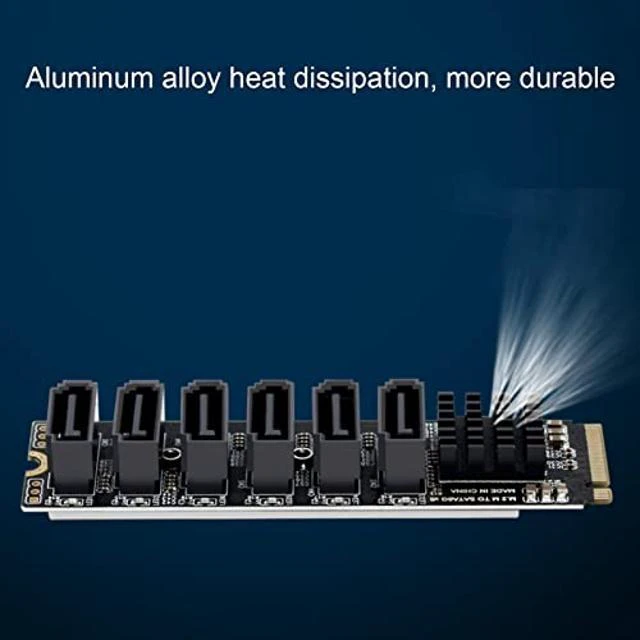 Alt view image 8 of 10 - M.2 to SATA3.0 Expansion Card, 6Gbps High Speed Riser Card with ASM1166 Chip, Aluminum Alloy Heat Sink, Plug and Play, Smart Indicator