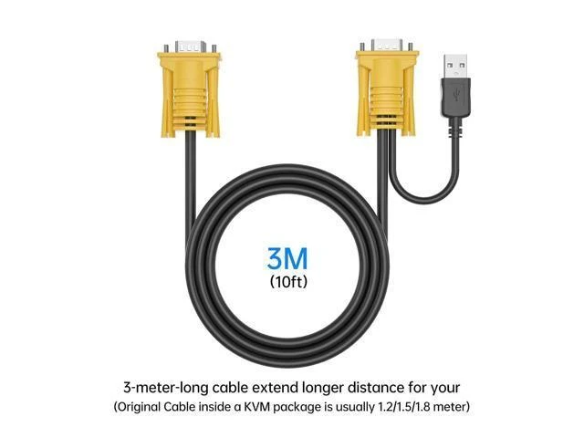 Alt view image 12 of 14 - VGA KVM Cable 10ft, Yinker USB VGA 2in1 KVM Cable for VGA KVM Switch (1pack, 3m)