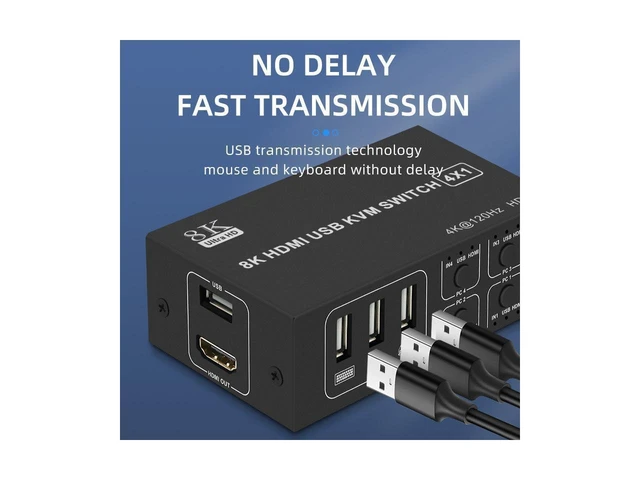 Alt view image 11 of 14 - 8K@60HZ / 4K@120HZ USB HDMI KVM Switch 4 in 1 Out USB HDMI KVM Switcher for Mouse Keyboard Sharing for PC Laptop Win7 Win10 MAC eokCXOY
