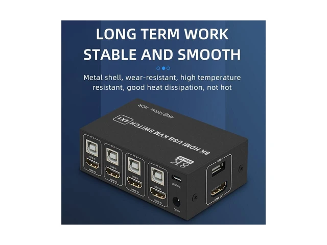 Alt view image 12 of 14 - 8K@60HZ / 4K@120HZ USB HDMI KVM Switch 4 in 1 Out USB HDMI KVM Switcher for Mouse Keyboard Sharing for PC Laptop Win7 Win10 MAC eokCXOY