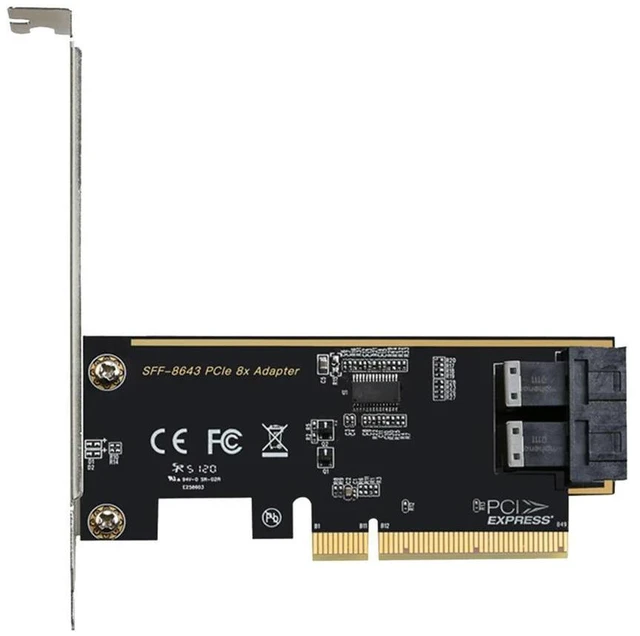 Alt view image 2 of 2 - PCIE 8X to 2 Ports U.2 Adapter Card SFF8643 Dual NVMe SSD PCIE X8 Expansion Card SFF8643 U2 Adapter-AB01