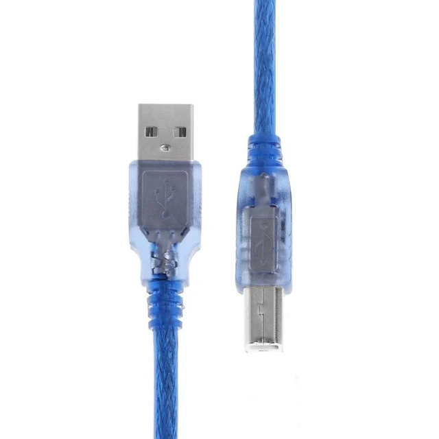 Alt view image 7 of 8 - Transparent blue USB2.0 print cable Am to Bm all-copper high-speed square port USB printer data cable 1.5m A/B