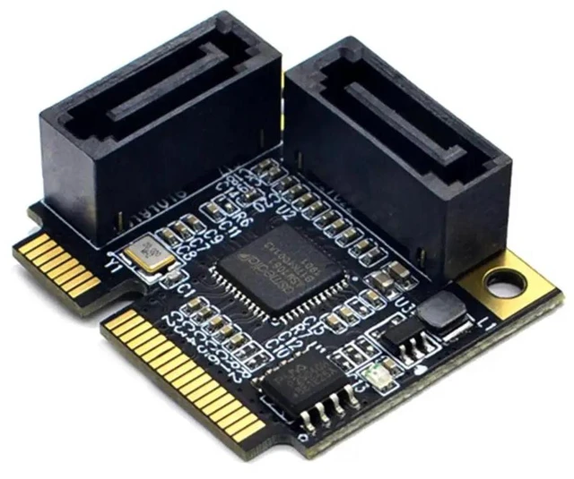 Alt view image 7 of 13 - 2 Ports Mini PCI-E PCI Express to SATA 3.0 adapter Converter Hard Drive Extension Card Add On Cards for Windows Mac Linux OS