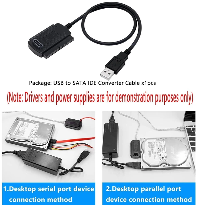 Alt view image 12 of 14 - USB to SATA IDE Converter Cable Adapter USB 2.0 to 2.5/3.5/5.25in IDE and SATA Adapter Cable (1.8FT/Black)