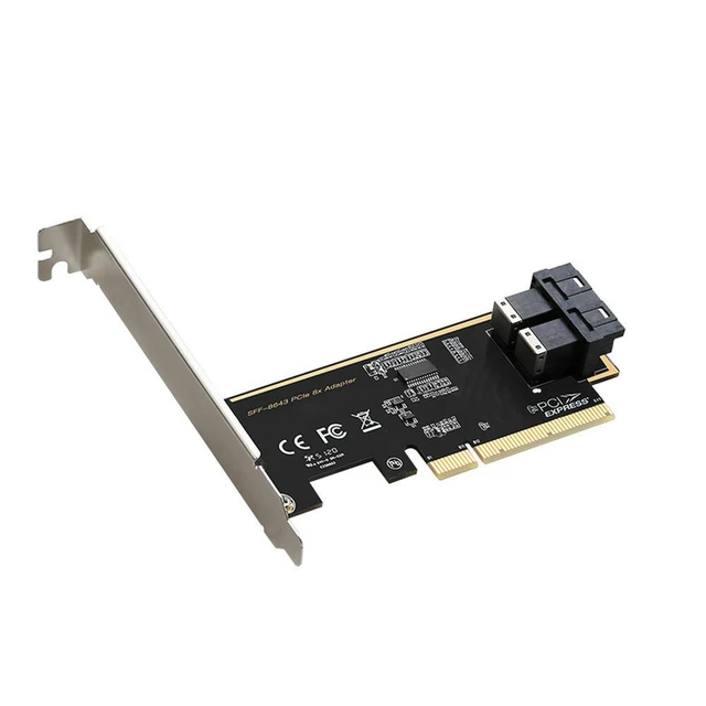 Alt view image 2 of 2 - PCIE 8X To 2 ports U.2 SFF-8643 dual NVMe ssd pci-e x8 converter card sff8643 U2 Adapter