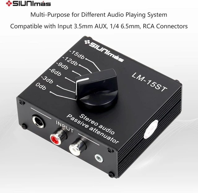 Alt view image 10 of 14 - RCA&/AUX/1/4 1/8 Passive Stereo Inline Variable Audio Attenuator Adjustable Audio Attenuation Box for Home Theater and Official Audio Performance Playing (SIM-at-AUX/RCA/TS)