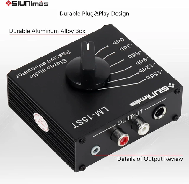 Alt view image 11 of 14 - RCA&/AUX/1/4 1/8 Passive Stereo Inline Variable Audio Attenuator Adjustable Audio Attenuation Box for Home Theater and Official Audio Performance Playing (SIM-at-AUX/RCA/TS)