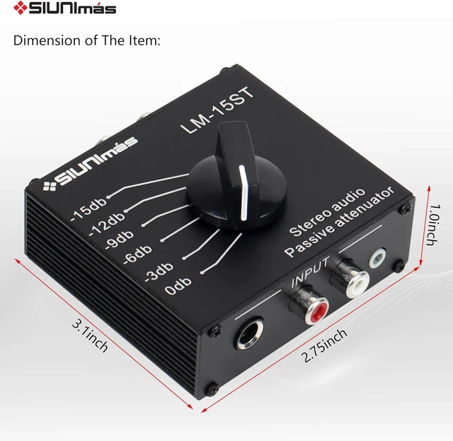 Alt view image 13 of 14 - RCA&/AUX/1/4 1/8 Passive Stereo Inline Variable Audio Attenuator Adjustable Audio Attenuation Box for Home Theater and Official Audio Performance Playing (SIM-at-AUX/RCA/TS)