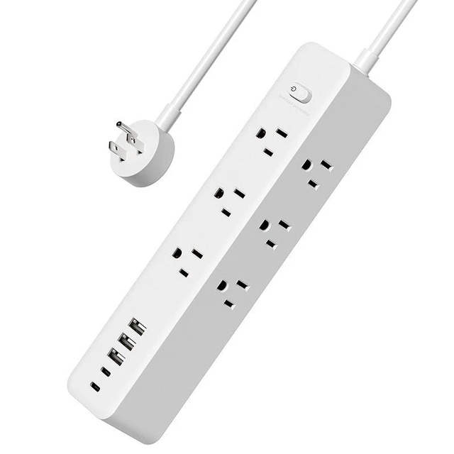 Alt view image 8 of 14 - PD Fast Charging Power Strip Multi-Outlet Extension Cord with USB Ports & Dual Side Sockets for Home / Office