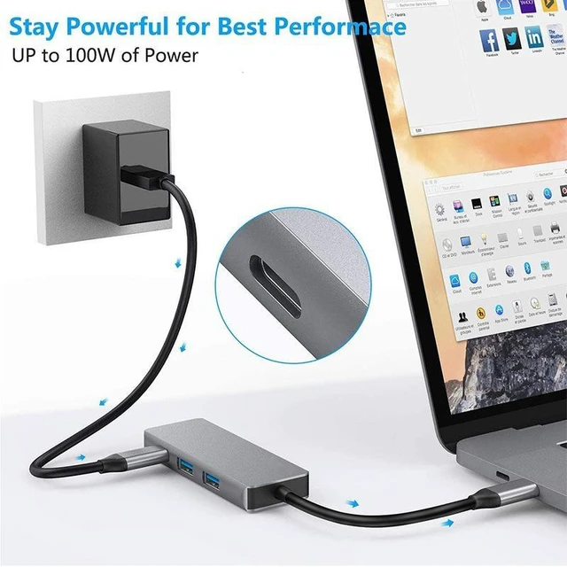 Alt view image 9 of 12 - Type-C to HDMI 4-in-1 Docking Station USB-C Hub with HDMI, PD Charging, 2x USB 3.0 Ports, for Laptop/MacBook/Tablet, PVC Material